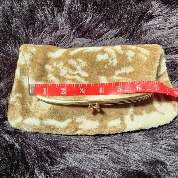 Vintage Ingber Foldover Clutch Purse with Gold Tone Kiss Lock Faux Fur/Wool like - Picture 13 of 14